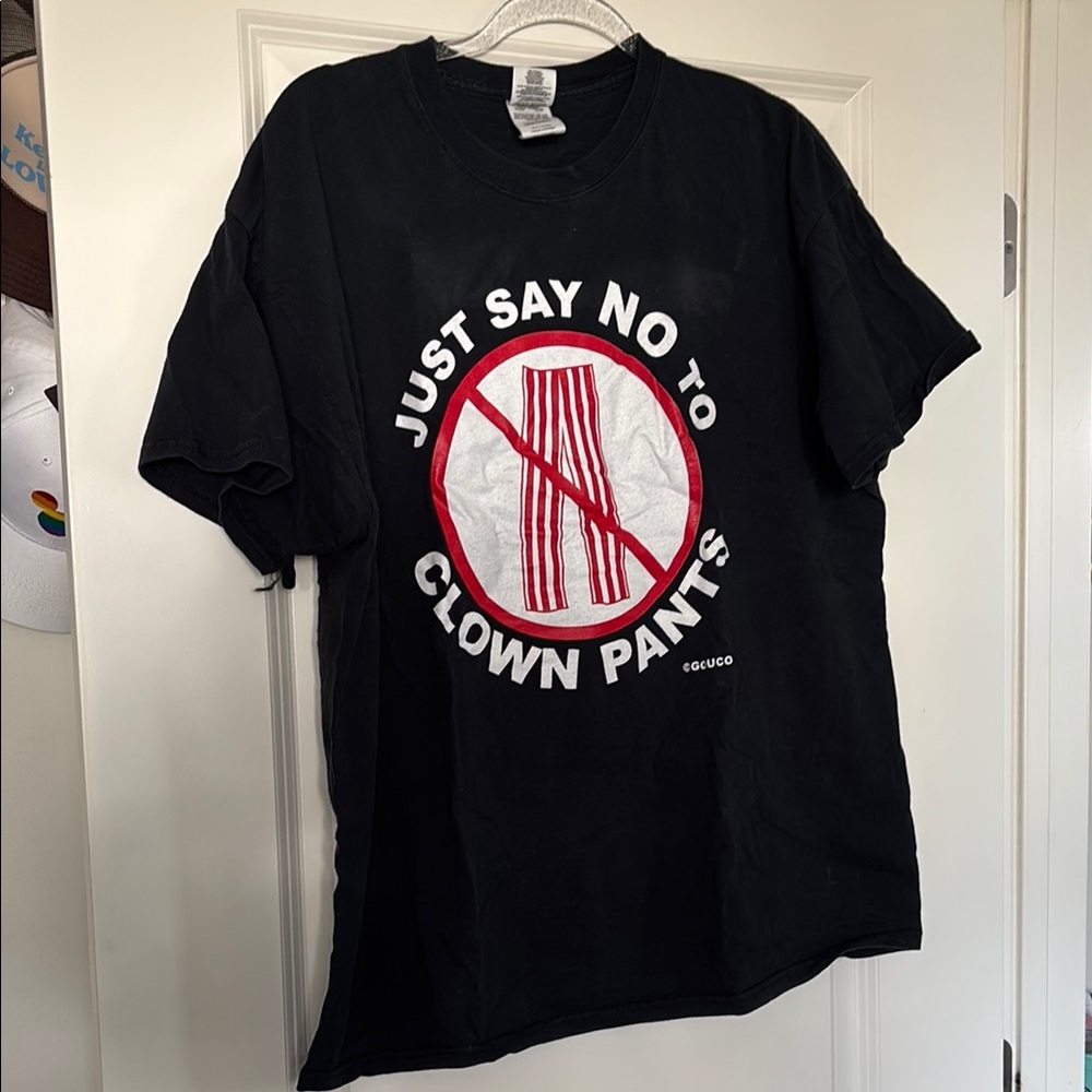 Gildan Black Tee with Red and White Graphic